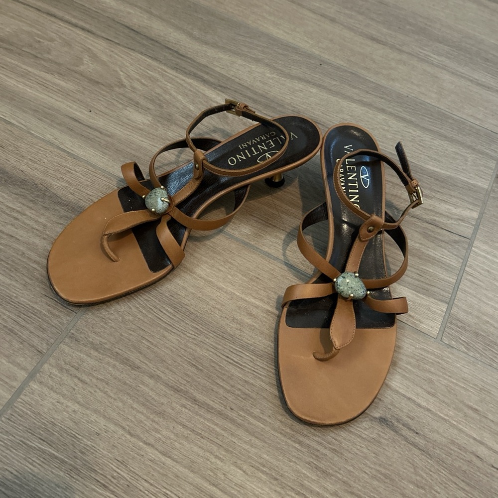 Valentino Tan Strappy Sandals